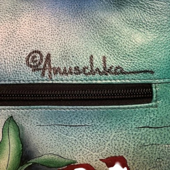 Anuschka Hand‎ Painted Hobo Bag – Blue Mermaid, Leather Purse, 9"x8.25"x4.75" - Picture 9 of 16